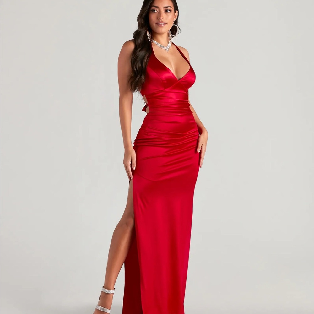 Windsor Red Satin Prom Dress